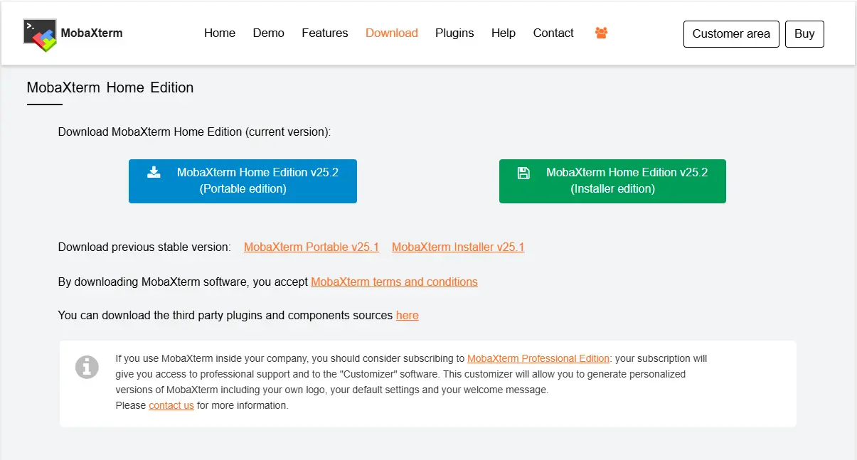 MobaXterm 下载页面